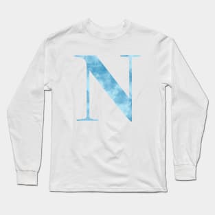 Clouds Blue Sky Initial Letter N Long Sleeve T-Shirt